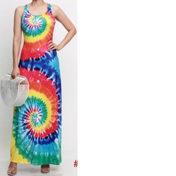 Kyra Ruffle Halter Neck Lace-up Waist Tie-dye Print Maxi Dress